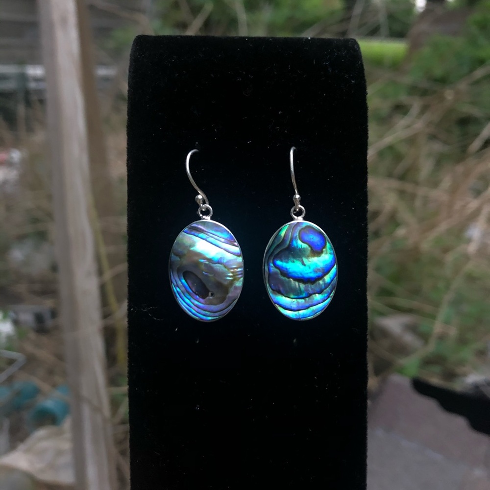 925 silver Elegant Abalone Shell Dangle Earrings